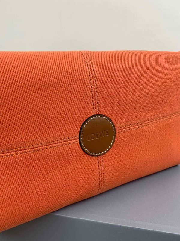 Loewe  Cushion large leather-trimmed canvas tote Orange - Image 3