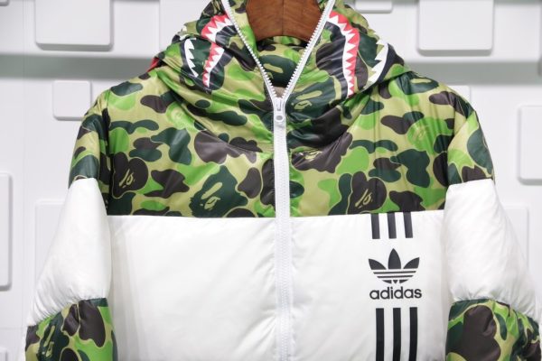 BAPE X ADIDAS ABC CAMO FIREBIRD SHARK PUFFER DOWN JACKET REPLICA - Image 3