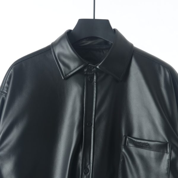 Balenciaga BLCG 22FW embroidered leather shirt jacket - Image 5