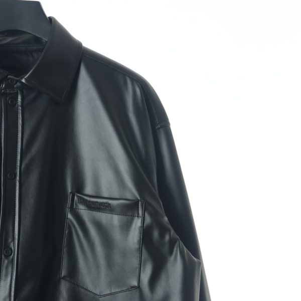 Balenciaga BLCG 22FW embroidered leather shirt jacket - Image 7