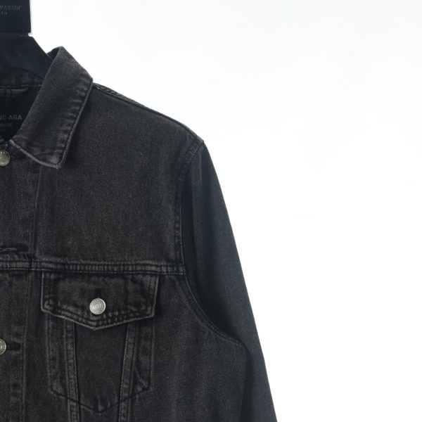 BALENCIAGA BLCG 22FW Gold Ear Crown Print Denim Jacket - Image 5