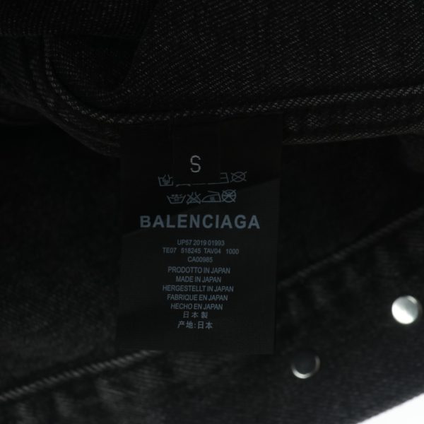 BALENCIAGA BLCG 22FW Gold Ear Crown Print Denim Jacket - Image 8
