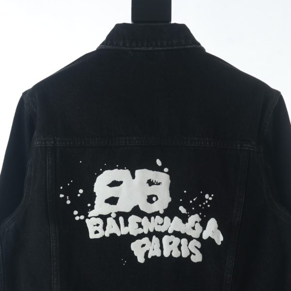 BALENCIAGA BLCG 22FW Double B graffiti letter print denim jacket - Image 7