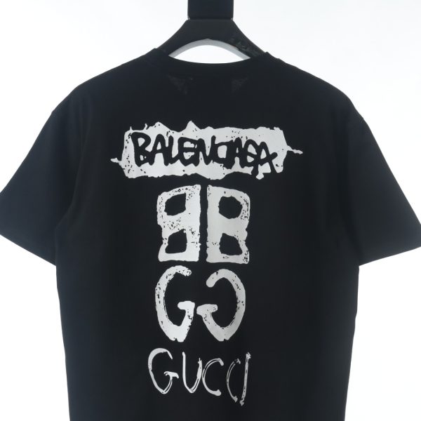 Gucci × Balenciaga BLCG joint back graffiti print short-sleeved T-shirt black - Image 7