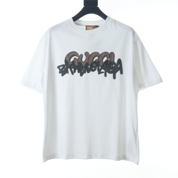 Gucci Balenciaga joint overlapping letters short-sleeved T-shirt