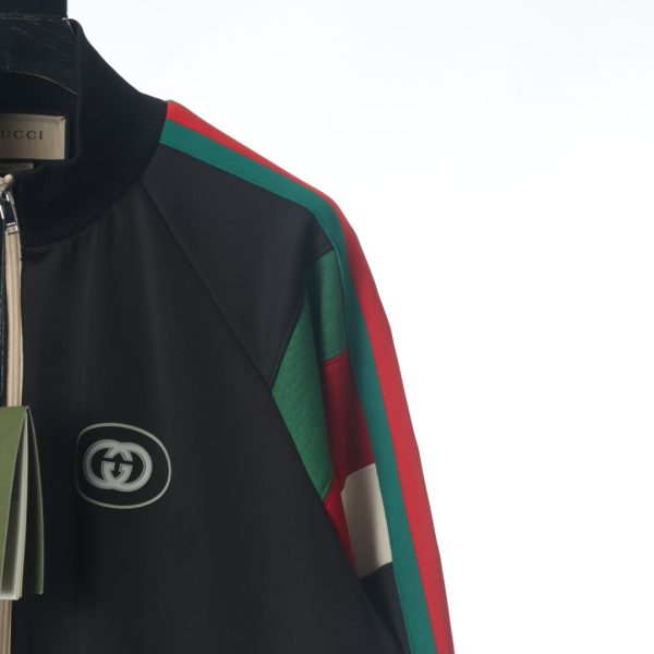 GUCCI three-color striped rubberized zipper suit jacket - Image 4