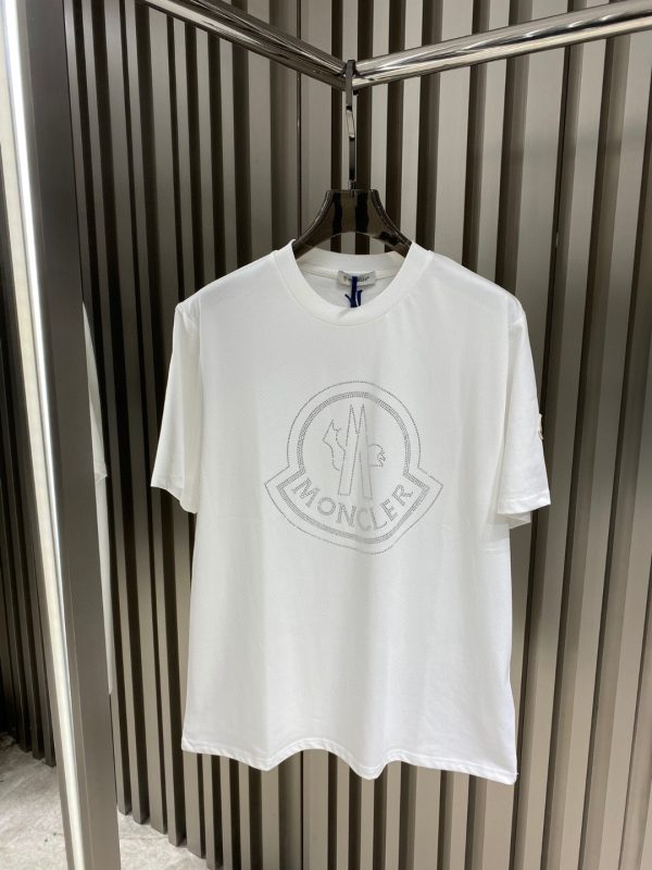 Moncler heavy industry logo hot diamond round neck T