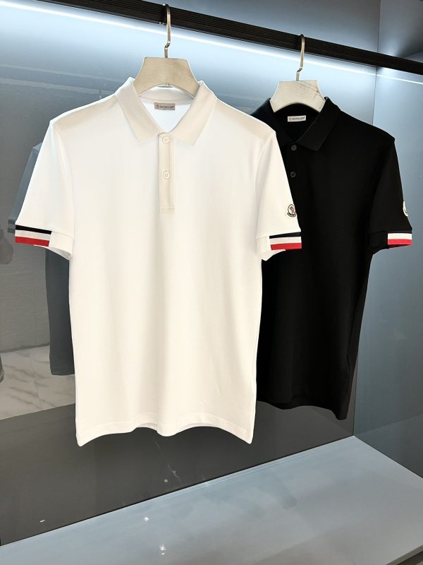 Moncler Men's Flip-Up Leader Logo Polo Shirt Short Sleeve T-Shirt