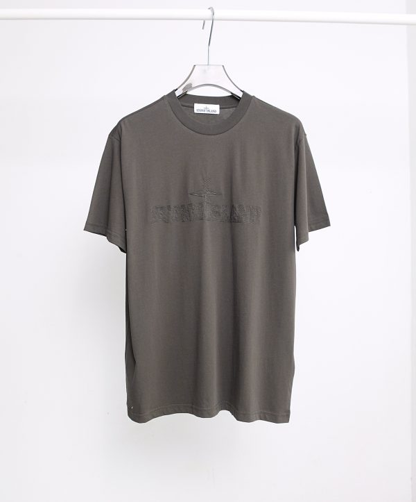 Stone island 23 spring and summer new letter logo embroidery round neck short-sleeved T-shirt, upgraded fabric, invincible texture