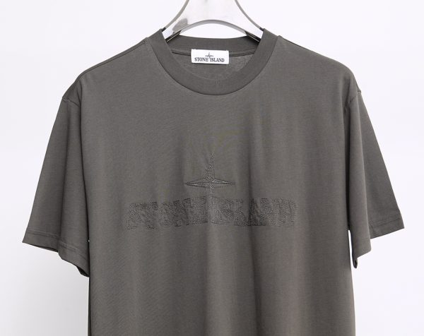 Stone island 23 spring and summer new letter logo embroidery round neck short-sleeved T-shirt, upgraded fabric, invincible texture - Image 4