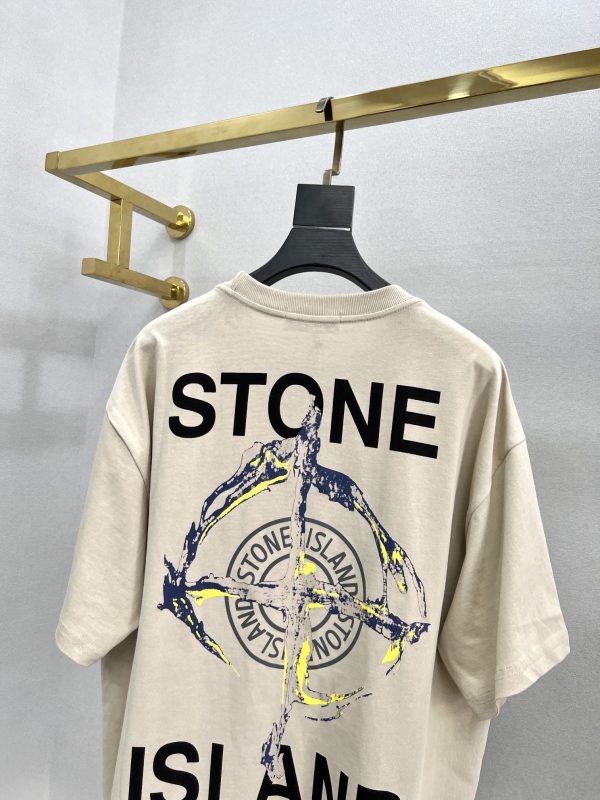 Stone island 23 spring and summer new letter round neck logo printing round neck short-sleeved T-shirt, upgraded fabric, invincible texture, The high-quality stone island short sleeves that can be felt as soon as you get started - Image 4