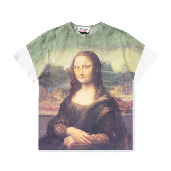 Supreme SS22 Week12 x STONE ISLAND Stone Island joint Mona Lisa logo letter Logo round neck short-sleeved T-shirt - Image 8
