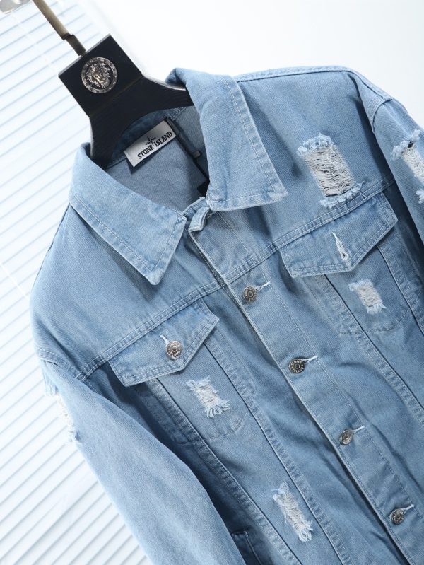 Stone island 2022 autumn and winter counter latest denim jacket ? Original three-dimensional tailoring design Denim denim fabric for customer - Image 3
