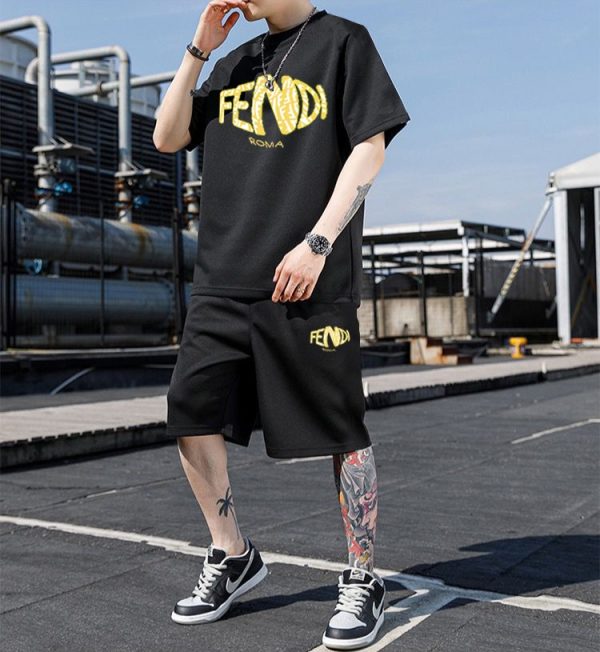 Brand [FENDI] 2023 new men's short-sleeved shorts suit! Synchronous sales on the official website! High-end version on the market