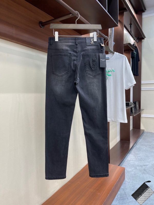 YSL/Yves Saint Laurent 2023 spring and summer new European counters Super A purchasing level overseas trading company order source, top original single high-end men's custom fashion slim straight-leg jeans - Image 4