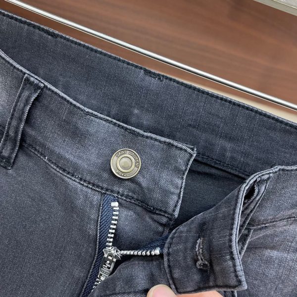 YSL/Yves Saint Laurent 2023 spring and summer new European counters Super A purchasing level overseas trading company order source, top original single high-end men's custom fashion slim straight-leg jeans - Image 7