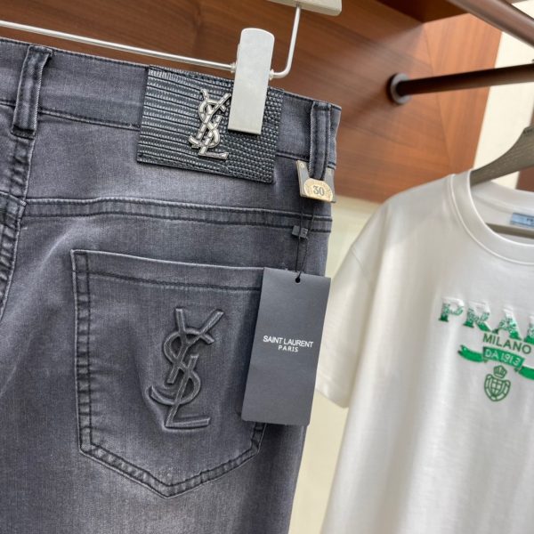 YSL/Yves Saint Laurent 2023 spring and summer new European counters Super A purchasing level overseas trading company order source, top original single high-end men's custom fashion slim straight-leg jeans - Image 9