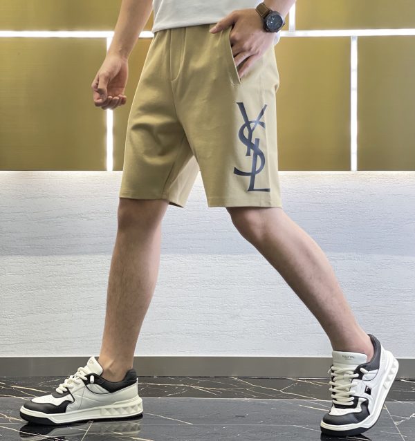 YSL original single shorts recommendation ~ 23S five-point casual shorts. Same style for men and women! Sideways YSL brand printing has a strong visual impact and a strong sense of fashion - Image 7
