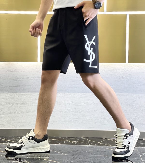 YSL original single shorts recommendation ~ 23S five-point casual shorts. Same style for men and women! Sideways YSL brand printing has a strong visual impact and a strong sense of fashion - Image 12
