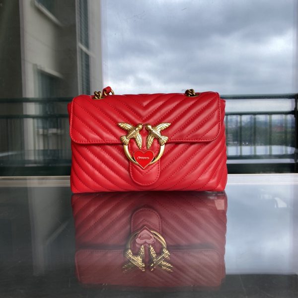 Pinko Ladies Classic Love Shoulder Bag FARFETCH Red