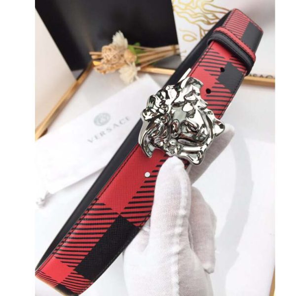 Versace Medusa Reversible Silver Buckle Leather Belt - Image 3