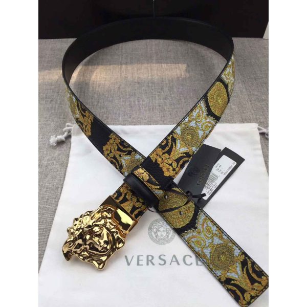 Versace Palazzo Leather Belt With Golden Buckle - Image 3