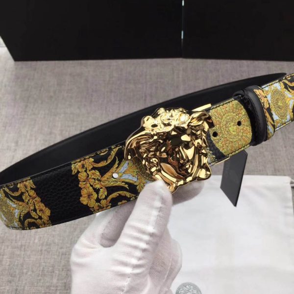 Versace Palazzo Leather Belt With Golden Buckle - Image 5