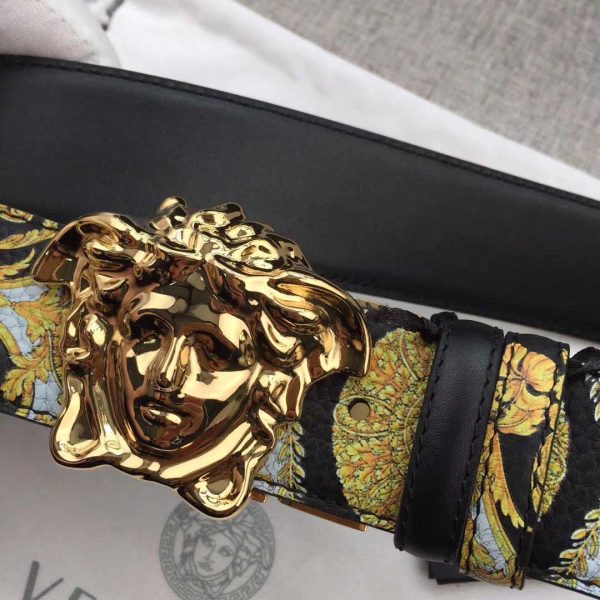 Versace Palazzo Leather Belt With Golden Buckle - Image 6
