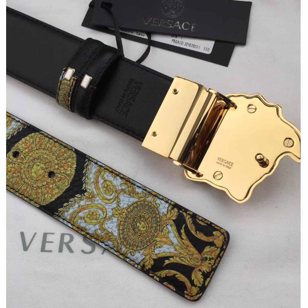 Versace Palazzo Leather Belt With Golden Buckle - Image 7