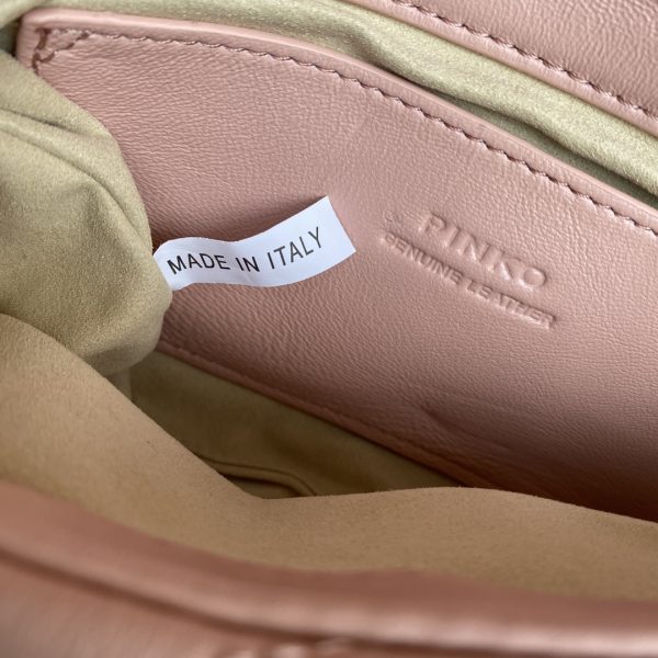 PINKO Swallow Bag 2022 New Genuine Mini Sheepskin Pillow Bag One Shoulder Messenger Bag 1P22H4Y7SR Pink - Image 8