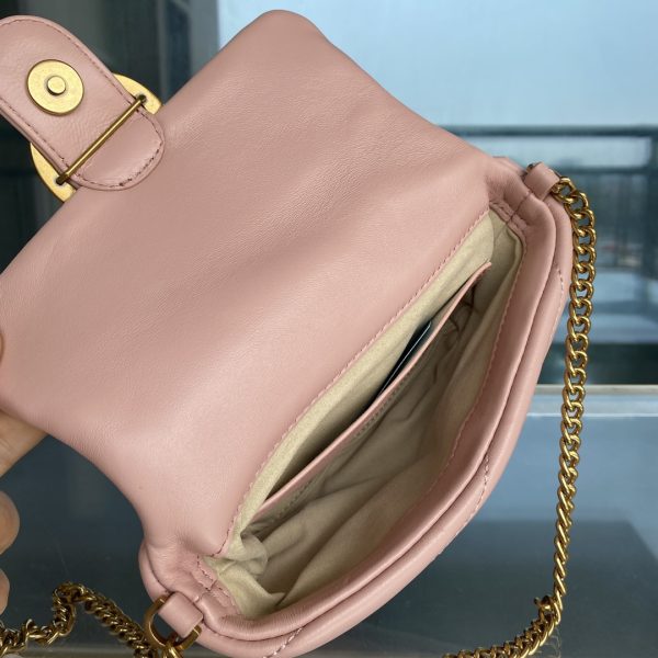 PINKO Swallow Bag 2022 New Genuine Mini Sheepskin Pillow Bag One Shoulder Messenger Bag 1P22H4Y7SR Pink - Image 9