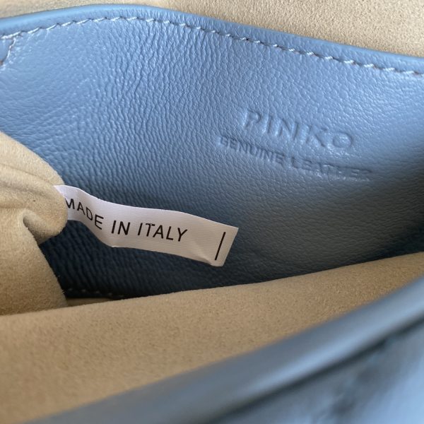 PINKO Swallow Bag 2022 New Genuine Mini Sheepskin Pillow Bag One Shoulder Messenger Bag 1P22H4Y7SR Blue - Image 8