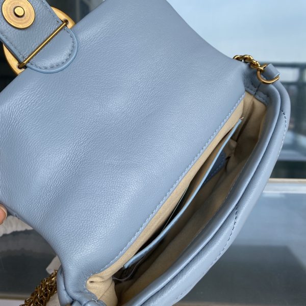 PINKO Swallow Bag 2022 New Genuine Mini Sheepskin Pillow Bag One Shoulder Messenger Bag 1P22H4Y7SR Blue - Image 9