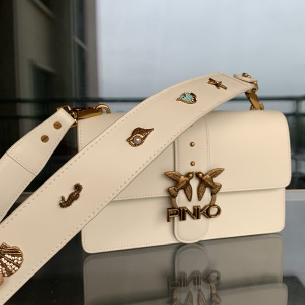 PINKO swallow bag 2021 spring and summer new product rivet badge wide shoulder strap one shoulder diagonal bag large - Image 6