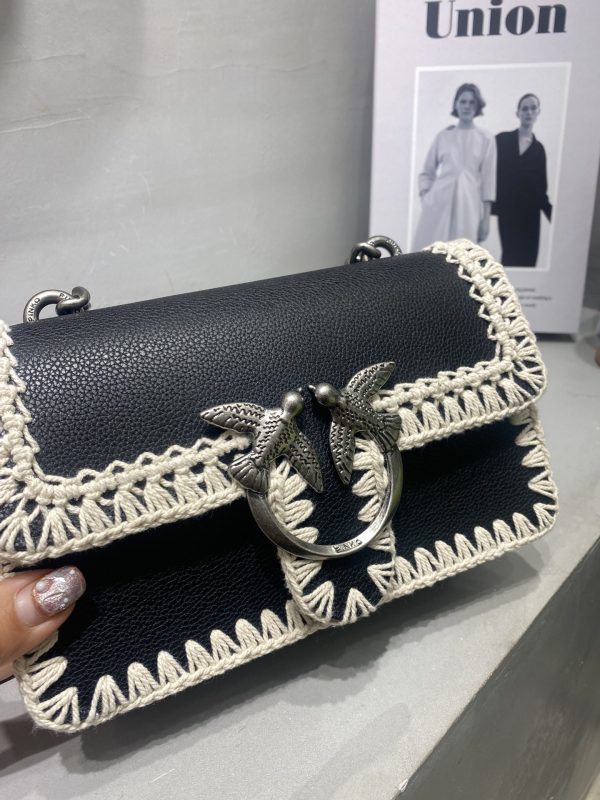 Celebrities with the same style PINKO spring and summer new woven mini bird swallow bag 1P222DY6XY - Image 2