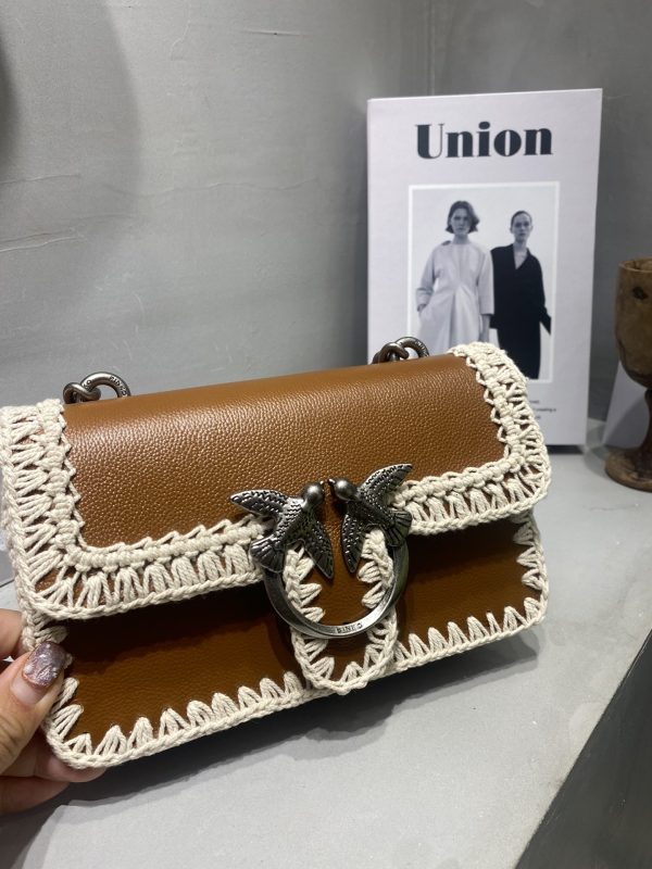 Celebrities with the same style PINKO spring and summer new woven mini bird swallow bag 1P222DY6XY B - Image 2