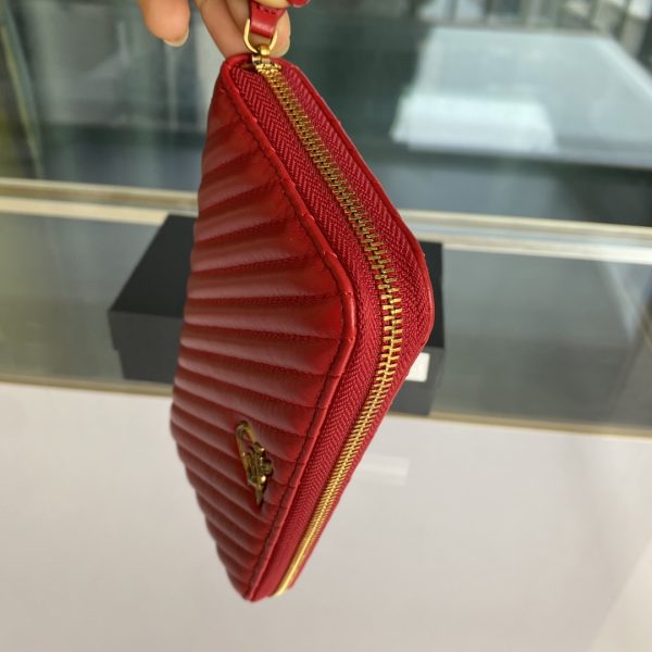 Pinko Wallet Women’s Long Section 2021 New Trendy Fashion Sheepskin Clutch Bag Large Capacity Zipper Coin Purse Card Holder Red - Image 3