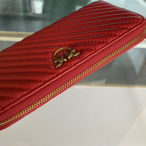 Pinko Wallet Women’s Long Section 2021 New Trendy Fashion Sheepskin Clutch Bag Large Capacity Zipper Coin Purse Card Holder Red - Image 4