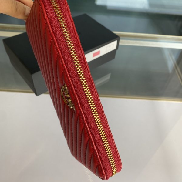 Pinko Wallet Women’s Long Section 2021 New Trendy Fashion Sheepskin Clutch Bag Large Capacity Zipper Coin Purse Card Holder Red - Image 6