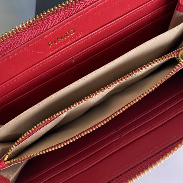 Pinko Wallet Women’s Long Section 2021 New Trendy Fashion Sheepskin Clutch Bag Large Capacity Zipper Coin Purse Card Holder Red - Image 9