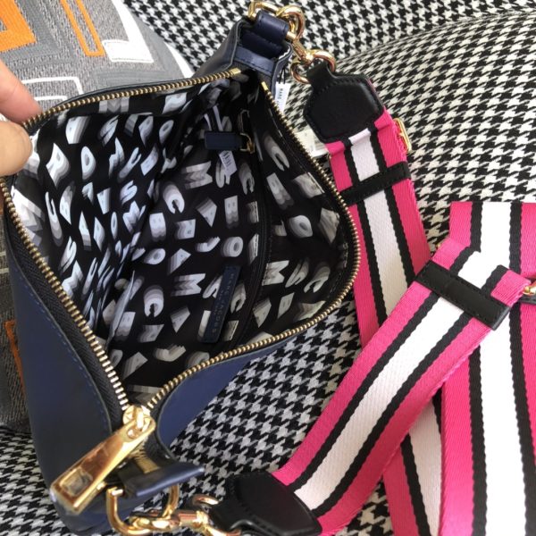 Marc Jacobs Crossbody Bag In Calfskin With Wide Fabric Shoulder Strap Navy blue - Image 7