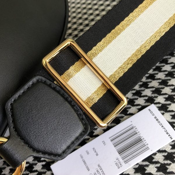 Marc Jacobs Crossbody Bag In Calfskin With Wide Fabric Shoulder Strap Black - Image 6