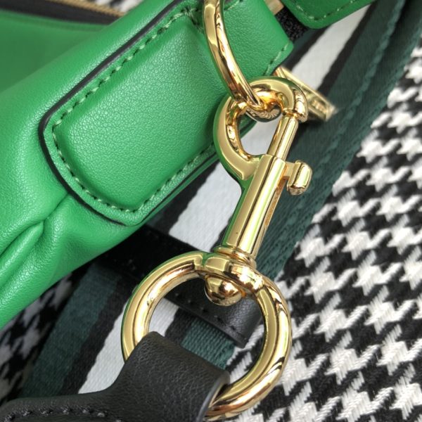 Marc Jacobs Crossbody Bag In Calfskin With Wide Fabric Shoulder Strap Green - Image 5