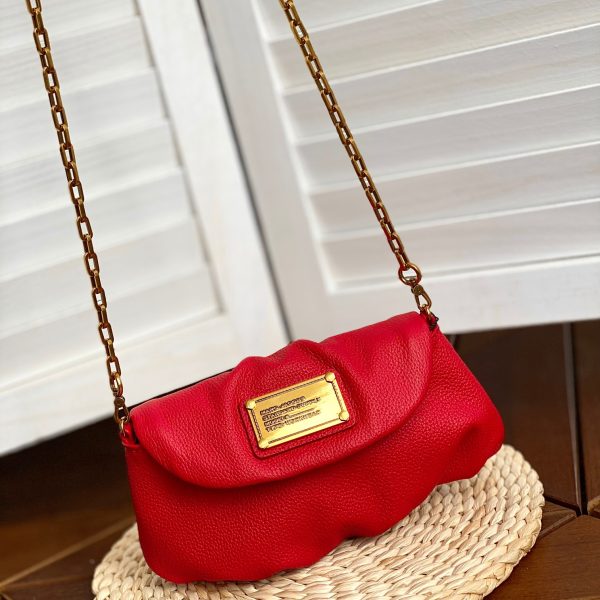 THE KARLIE Marc Jacobs Leather Retro Modern Mini Messenger Bag Shoulder Bag Clutch Red - Image 4