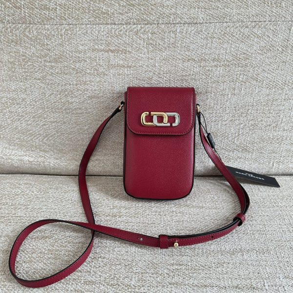 Marc Jacobs Mobile Phone Bag The Mj J Link Series Caviar Top Layer Cowhide Shoulder Strap Adjustable Length Red