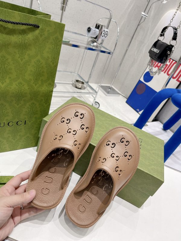 Gucci GG Slides perforated carved shoes F - Image 4