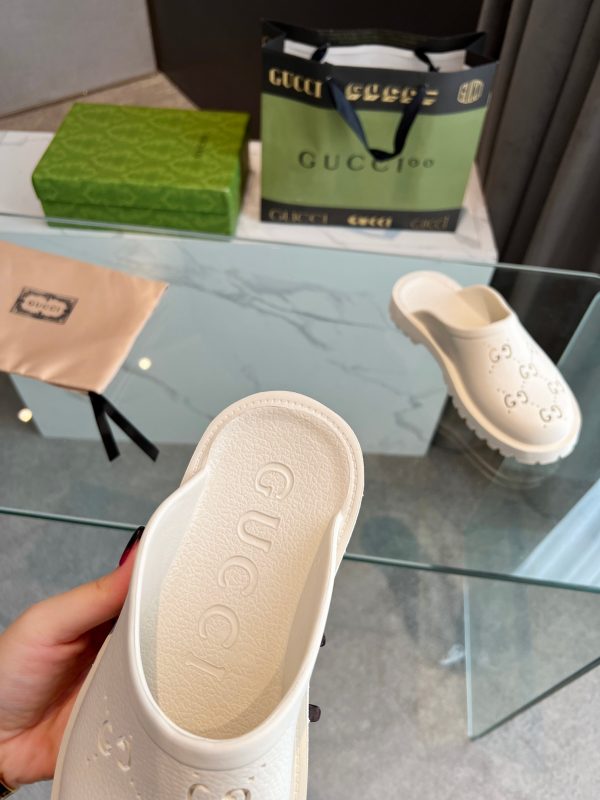Gucci GG Slides perforated carved shoes White - Image 8