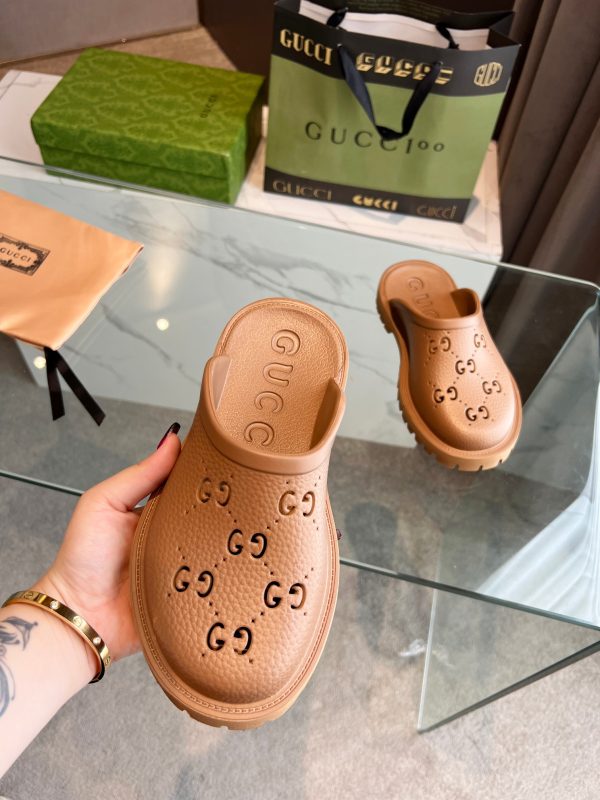Gucci GG Slides perforated carved shoes A - Image 2
