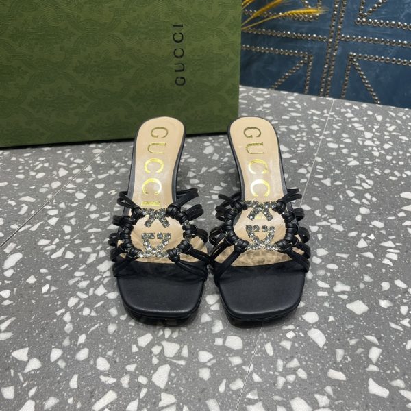 Gucci’s new summer crystal-embellished hand-woven sandals F