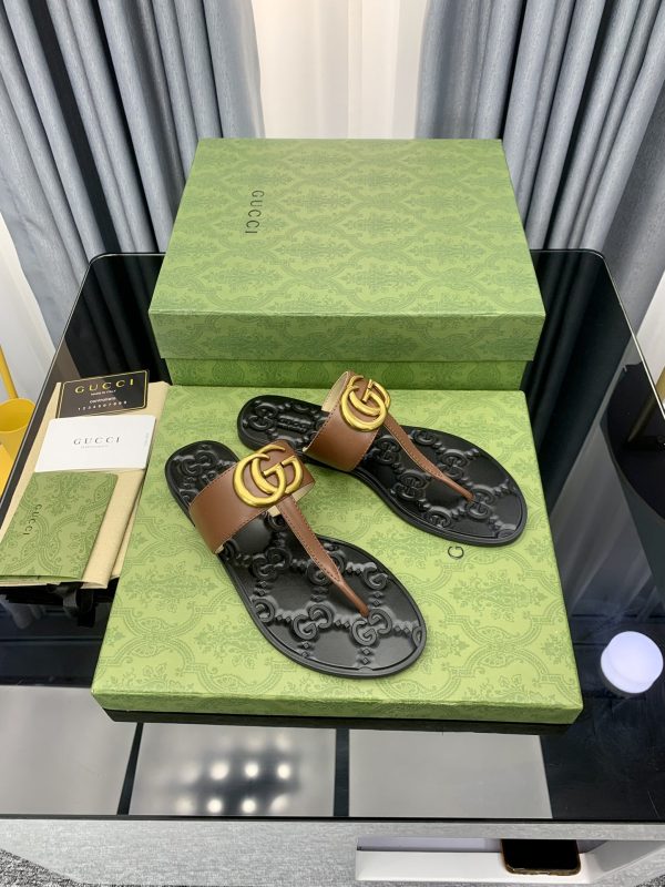 Gucci Vintage Classics Hit T-Shaped Flat Flip-Flops Beach Slippers A - Image 3